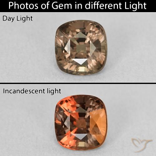 1.13ct Natürlicher Mittelhellbraun Farbwechselnder Granat, Kissen, VVS-VS