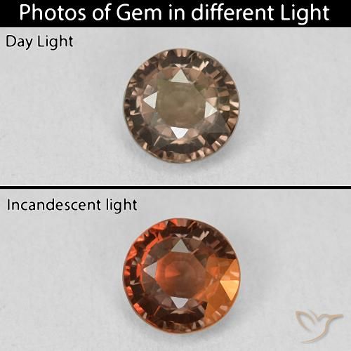 1.20ct Natürlicher Mittelhellbraun Farbwechselnder Granat, Runden, VVS-VS