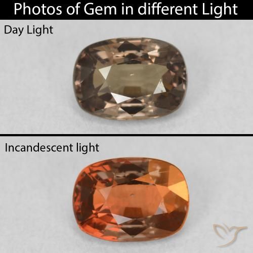 0.97ct Natürlicher Mittelhellbraun Farbwechselnder Granat, Kissen, VS