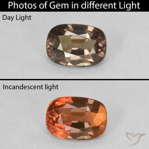 1.52ct Natürlicher Mittelhellbraun Farbwechselnder Granat, Kissen, VS