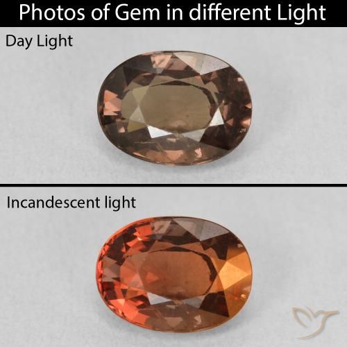 1.64ct Natürlicher Mittelhellbraun Farbwechselnder Granat, Oval, VS
