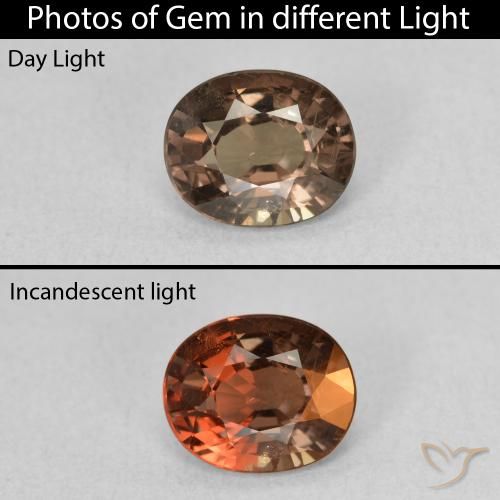 1.16ct Natürlicher Mittelhellbraun Farbwechselnder Granat, Oval, VS