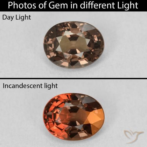 1.37ct Natürlicher Mittelhellbraun Farbwechselnder Granat, Oval, VS