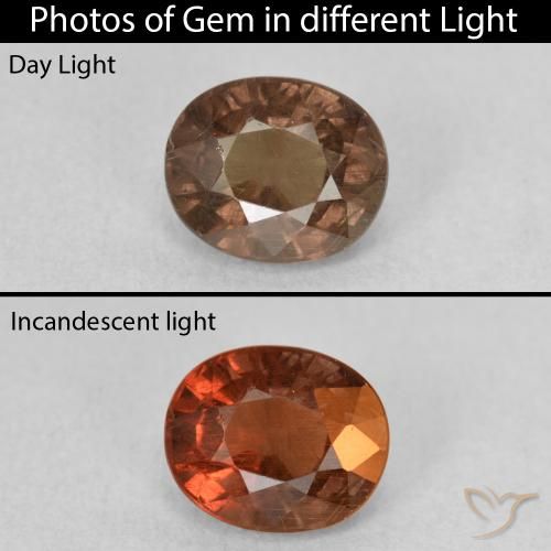 1.53ct Natürlicher Mittelhellbraun Farbwechselnder Granat, Oval, VS