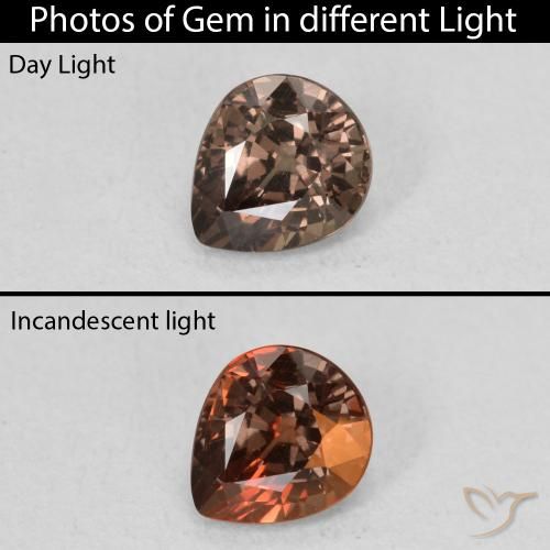 0.97ct Natürlicher dunkelbraun Farbwechselnder Granat, Birnenform, VS