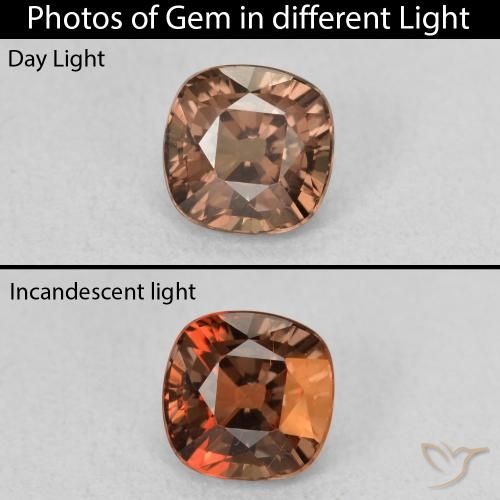 1.28ct Natürlicher dunkelbraun Farbwechselnder Granat, Kissen, VS