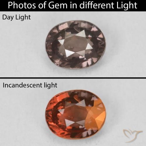1.17ct Natürlicher Mittelhellbraun Farbwechselnder Granat, Oval, VS