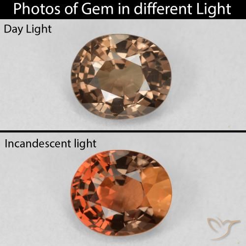 1.08ct Natürlicher dunkelbraun Farbwechselnder Granat, Oval, VVS-VS