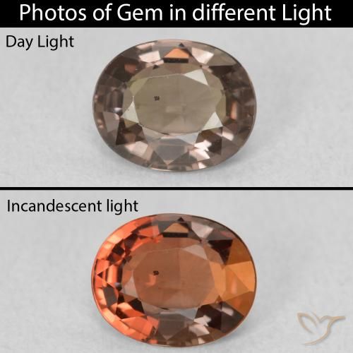1.02ct Natürlicher dunkelbraun Farbwechselnder Granat, Oval, VVS-VS