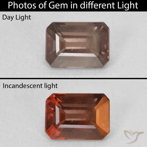 1.70ct Natürlicher Mittelhellbraun Farbwechselnder Granat, Smaragdschliff, VS