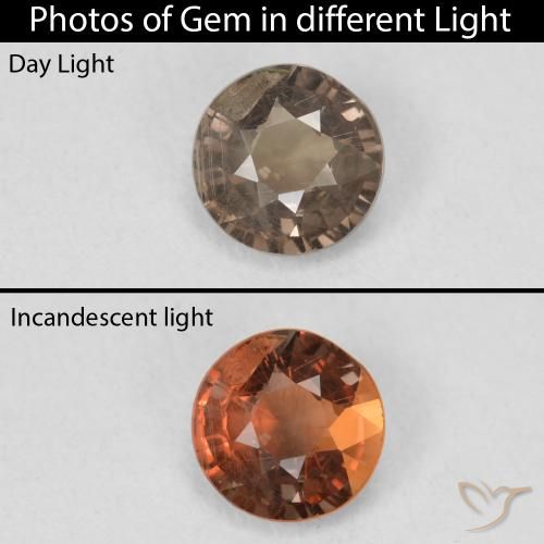 0.79ct Natürlicher Warmes Braun Farbwechselnder Granat, Runden, VS