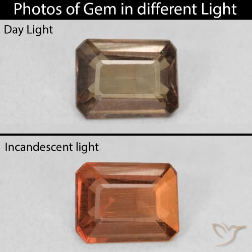 0.91ct Natürlicher dunkelbraun Farbwechselnder Granat, Smaragdschliff, VS
