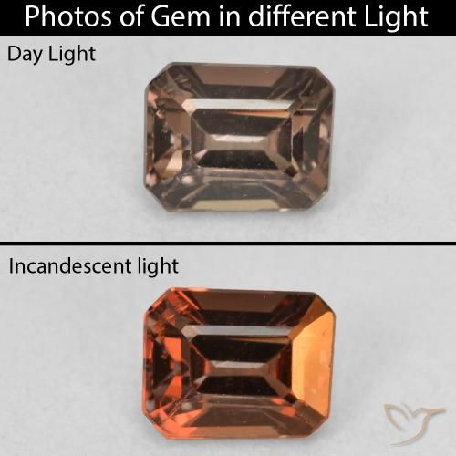 0.97ct Natürlicher Mittelhellbraun Farbwechselnder Granat, Smaragdschliff, VS