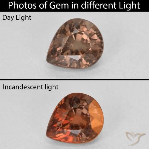 1.37ct Natürlicher dunkelbraun Farbwechselnder Granat, Birnenform, VS