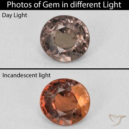0.99ct Natürlicher Pekannussbraun Farbwechselnder Granat, Runden, VS
