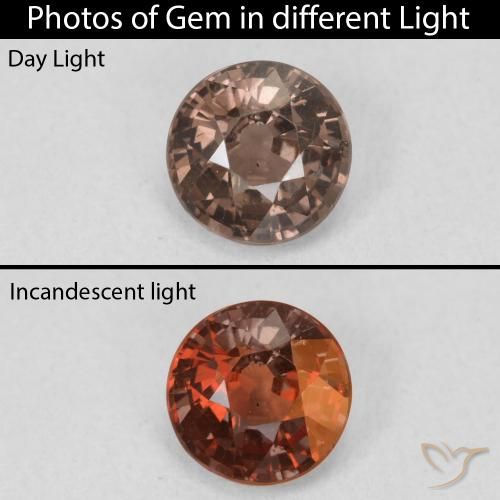 1.29ct Natürlicher Mittelhellbraun Farbwechselnder Granat, Runden, VS