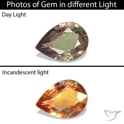 0.22ct Mittelhellbraun Farbwechselnder Saphir, Birnenform, VVS