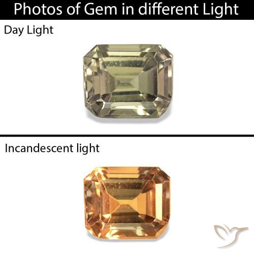 0.33ct hellgelb Farbwechselnder Saphir, Smaragdschliff, VVS