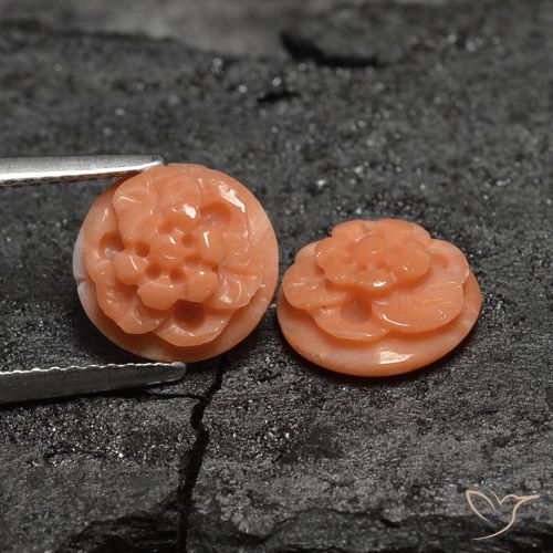 4.26 ct natürliche Mittelrosa Koralle-Edelsteine, Blumen-Schliff, Lichtundurchlässig