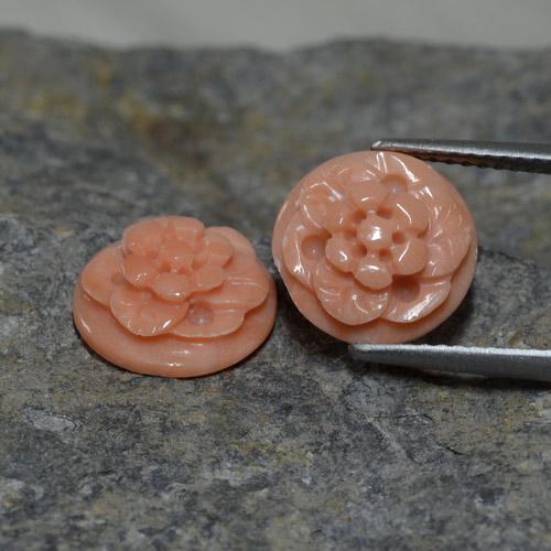 4,93 ct natürliche rosafarbener Koralle-Edelsteine, Blumenschliff, Lichtundurchlässig