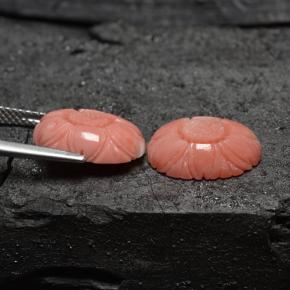 7.86 ct natürliche Lachs Koralle-Edelsteine, Blumen-Schliff, Lichtundurchlässig