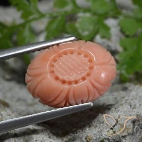 9,17 ctw natürlicher Pfirsichrose Rosa Koralle, Blumen-Schliff, Lichtundurchlässig
