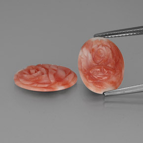 5,09 ct natürliche zweifarbiger Koralle-Edelsteine, Fantasieschliff, Lichtundurchlässig