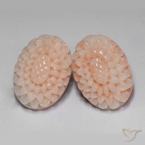 14.65 ct natürliche Mittelrosa Koralle-Edelsteine, Blumen-Schliff, Lichtundurchlässig
