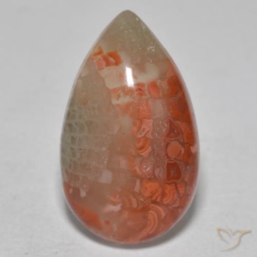 6.49ct Natürlicher Mehrfarbig Koralle, Birnenform, Lichtdurchlässig