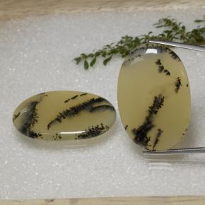 56,92 ct natürliche mehrfarbiger Dendritischer Achat-Edelsteine, Oval Schliff, Lichtdurchlässig