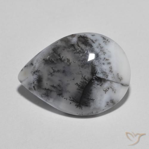 6.12ct Natürlicher Mehrfarbig Dendritischer-Achat, Birnenform, Lichtdurchlässig