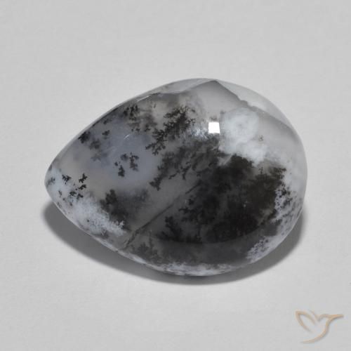 8.04ct Natürlicher Mehrfarbig Dendritischer-Achat, Birnenform, Lichtdurchlässig