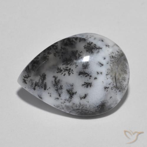 6.81ct Natürlicher Mehrfarbig Dendritischer-Achat, Birnenform, Lichtundurchlässig