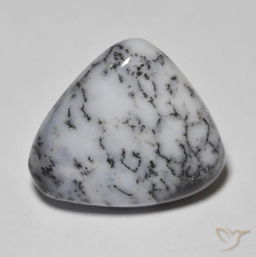 11.11ct Natürlicher Weiß mit Schwarz Dendritischer-Achat, Birnenform, Lichtundurchlässig