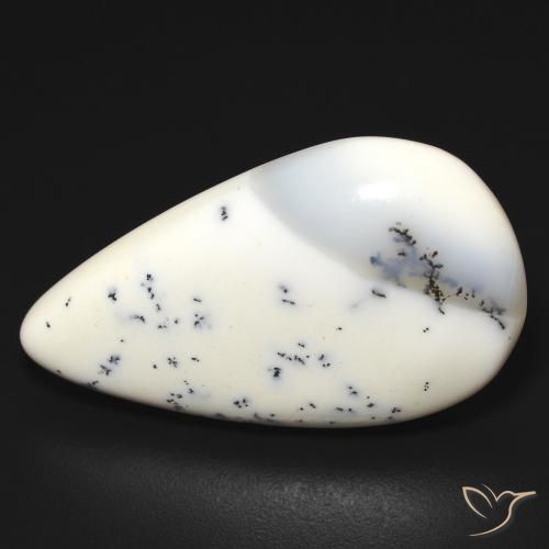 16.23ct Natürlicher Weiß mit Schwarz Dendritischer-Achat, Birnenform, Lichtdurchlässig