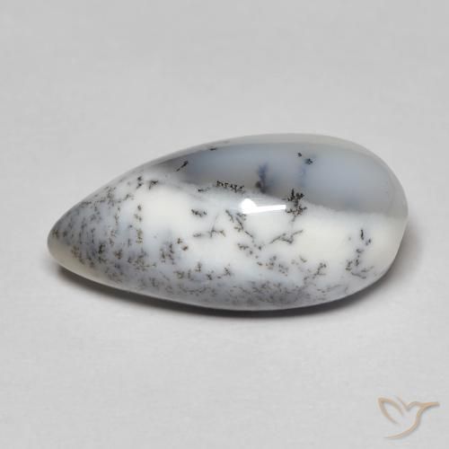 8.35ct Natürlicher Weiß mit Schwarz Dendritischer-Achat, Birnenform, Lichtundurchlässig