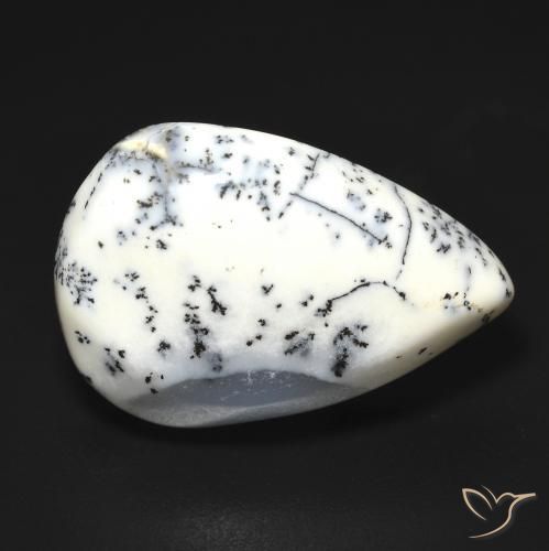 9.07ct Natürlicher Weiß mit Schwarz Dendritischer-Achat, Birnenform, Lichtdurchlässig