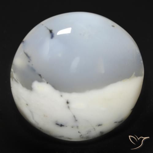 25.49ct Natürlicher Weiß mit Schwarz Dendritischer-Achat, Runden, Lichtdurchlässig