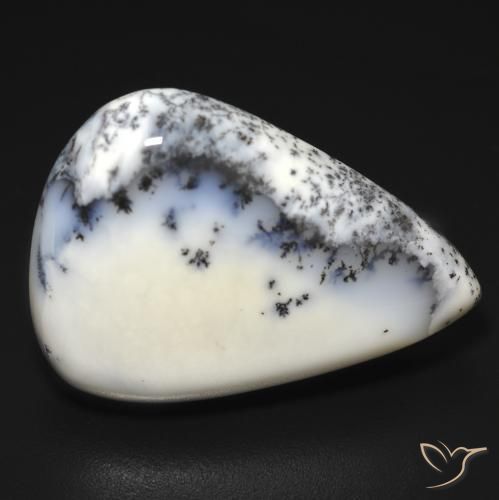 19.68ct Natürlicher Weiß mit Schwarz Dendritischer-Achat, Birnenform, Lichtundurchlässig