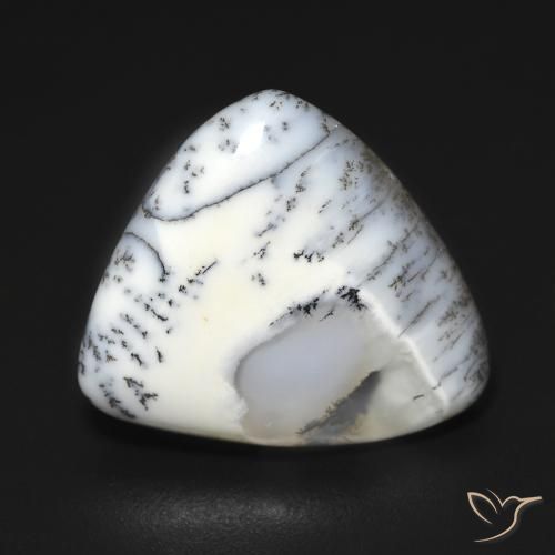 9.21ct Natürlicher Weiß mit Schwarz Dendritischer-Achat, Trillion, Lichtundurchlässig