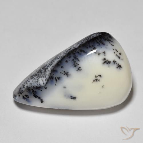 12.30ct Natürlicher Weiß mit Schwarz Dendritischer-Achat, Birnenform, Lichtundurchlässig