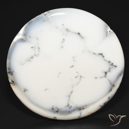 112.10ct Natürlicher Weiß mit Schwarz Dendritischer-Achat, Runden, Lichtundurchlässig