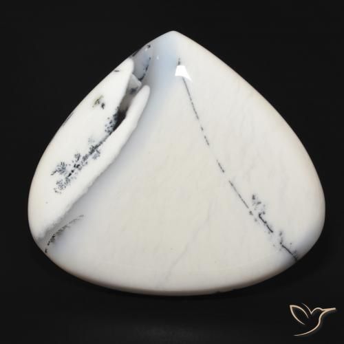 69.43ct Natürlicher Weiß mit Schwarz Dendritischer-Achat, Birnenform, Lichtundurchlässig