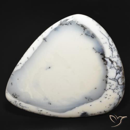 210.16ct Natürlicher Weiß mit Schwarz Dendritischer-Achat, Birnenform, Lichtundurchlässig