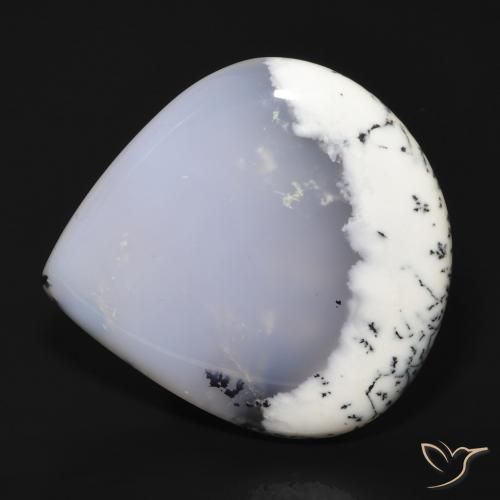 62.65ct Natürlicher Weiß mit Schwarz Dendritischer-Achat, Birnenform, Lichtdurchlässig