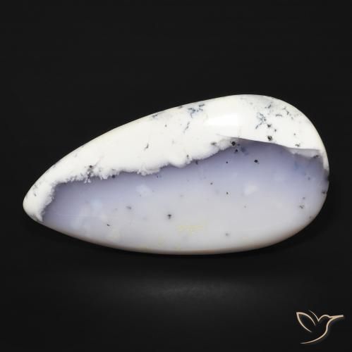 43.66ct Natürlicher Weiß mit Schwarz Dendritischer-Achat, Birnenform, Lichtundurchlässig