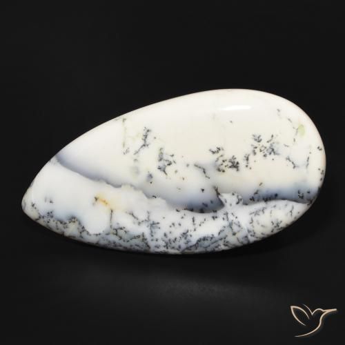 53.84ct Natürlicher Weiß mit Schwarz Dendritischer-Achat, Birnenform, Lichtundurchlässig