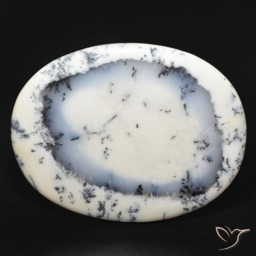 215.80ct Natürlicher Weiß mit Schwarz Dendritischer-Achat, Oval, Lichtundurchlässig