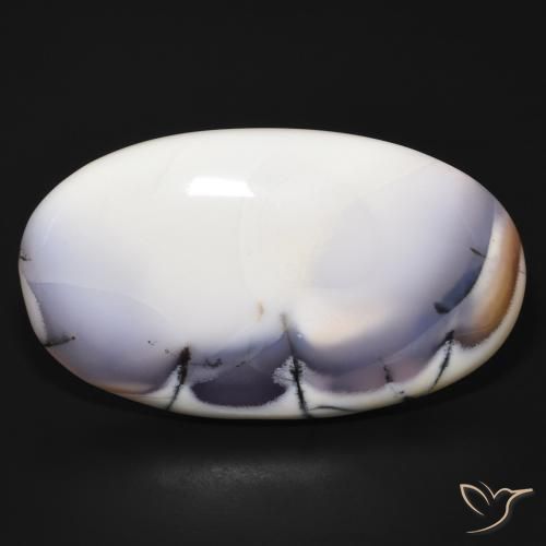 98.41ct Natürlicher Weiß mit Schwarz Dendritischer-Achat, Oval, Lichtundurchlässig
