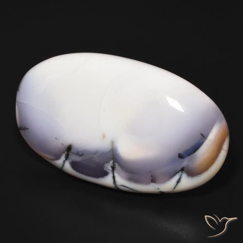 9,17 ctw natürlicher Weiß mit Schwarz Dendritischer-Achat, Oval, Lichtundurchlässig